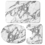 White Gray Marble Print 3 Piece Bath Mat Set