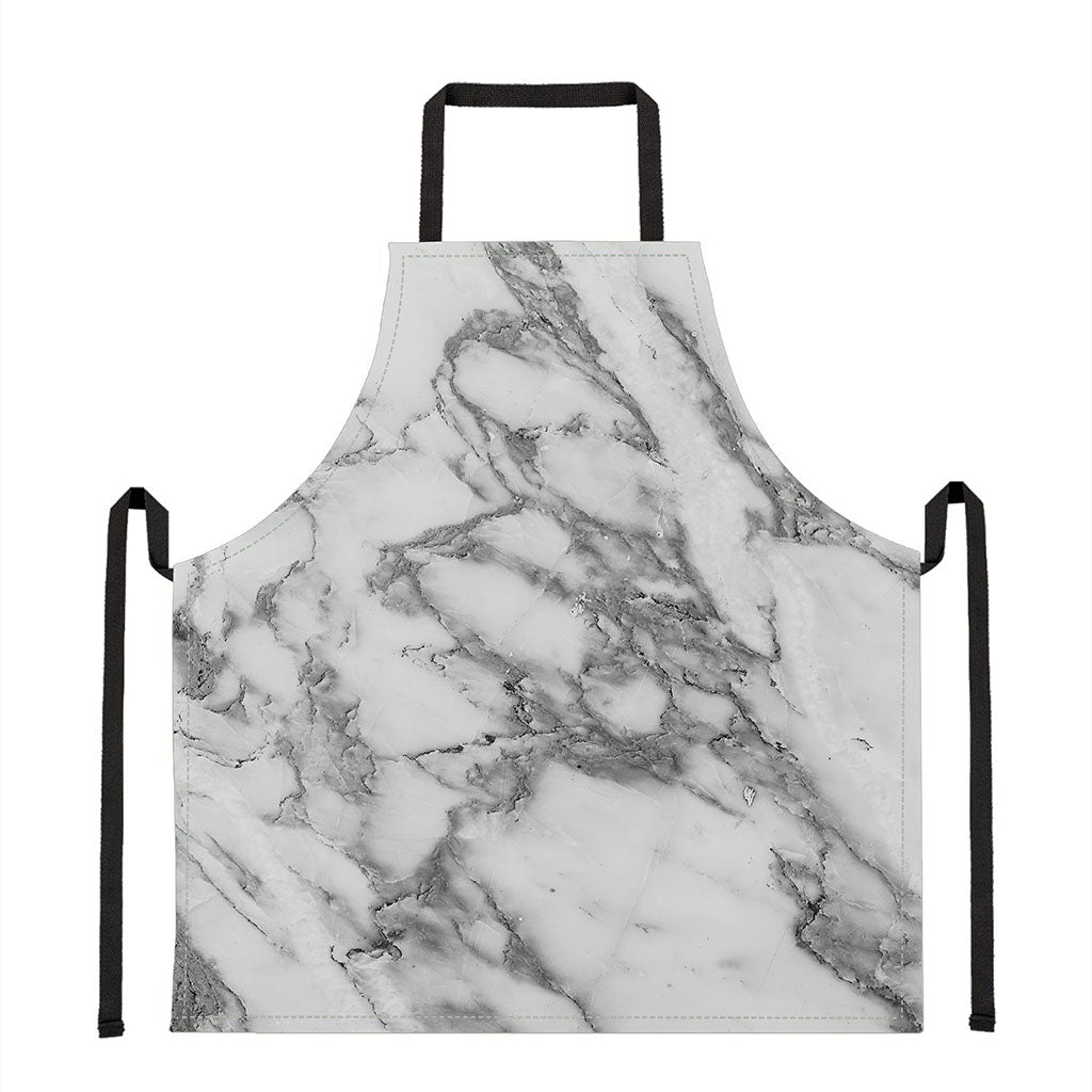 White Gray Marble Print Apron