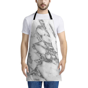 White Gray Marble Print Apron