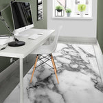 White Gray Marble Print Area Rug GearFrost