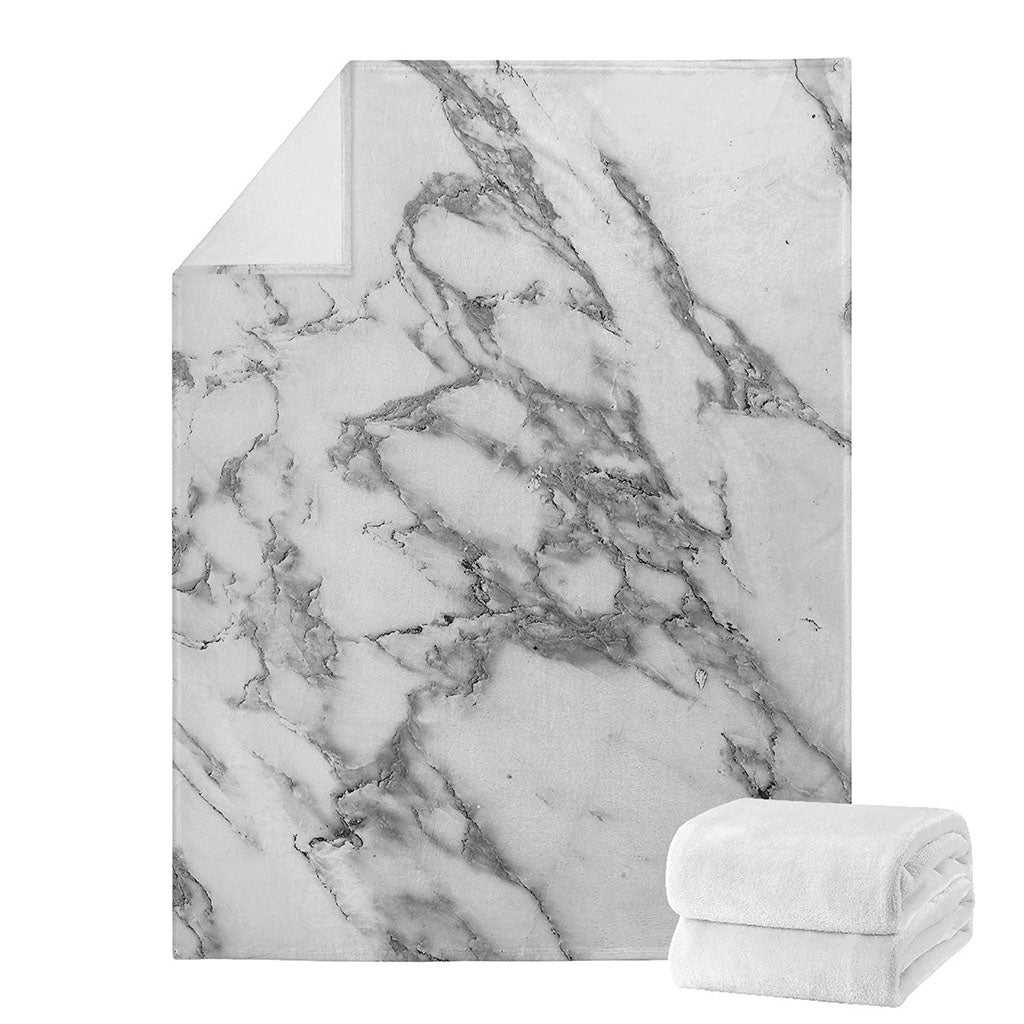 White Gray Marble Print Blanket