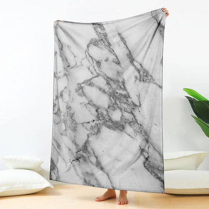 White Gray Marble Print Blanket