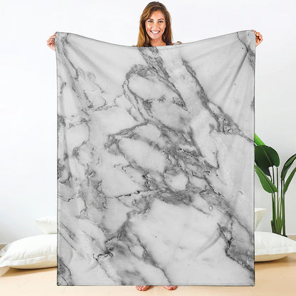 White Gray Marble Print Blanket