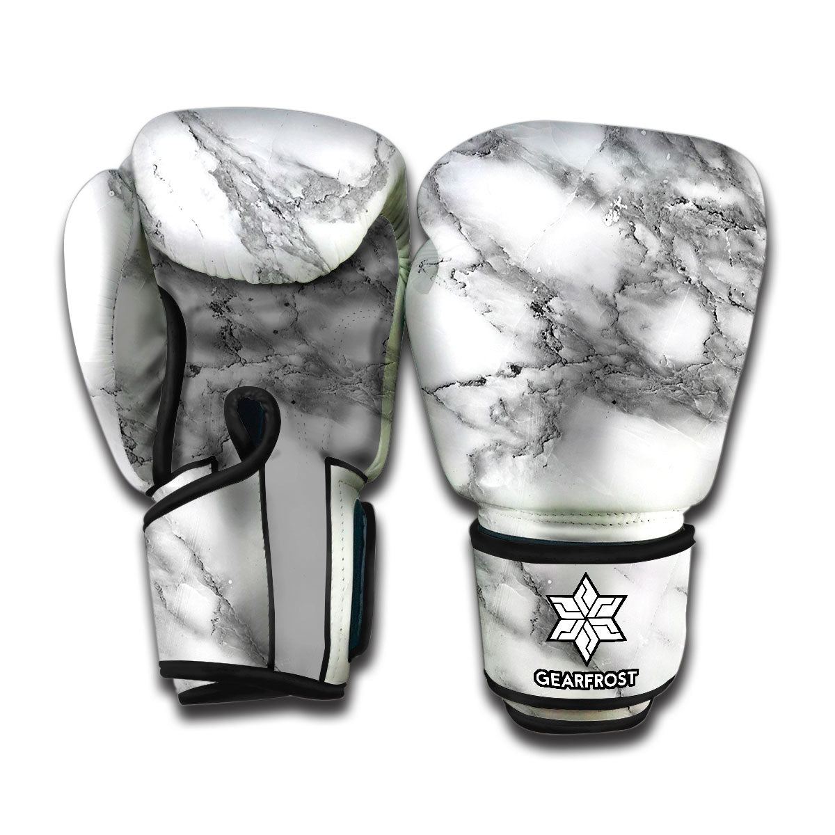 White Gray Marble Print Boxing Gloves