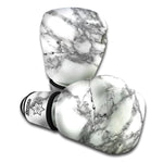 White Gray Marble Print Boxing Gloves
