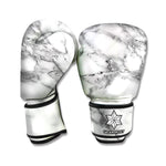 White Gray Marble Print Boxing Gloves