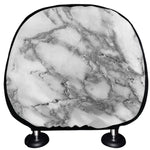 White Gray Marble Print Car Headrest Covers