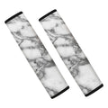 White Gray Marble Print Car Seat Belt Covers