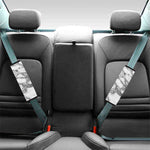 White Gray Marble Print Car Seat Belt Covers