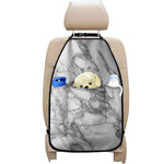 White Gray Marble Print Car Seat Organizers