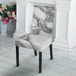 White Gray Marble Print Dining Chair Slipcover