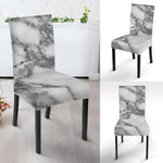 White Gray Marble Print Dining Chair Slipcover