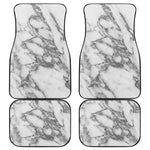 White Gray Marble Print Front and Back Car Floor Mats