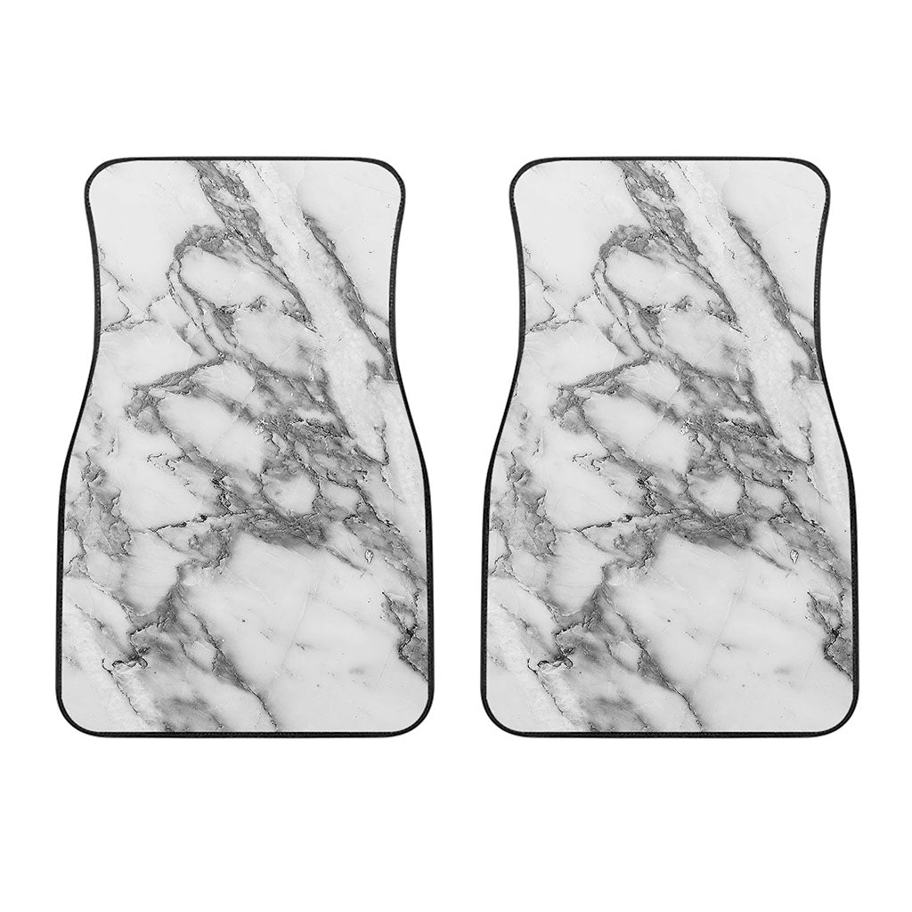 White Gray Marble Print Front Car Floor Mats