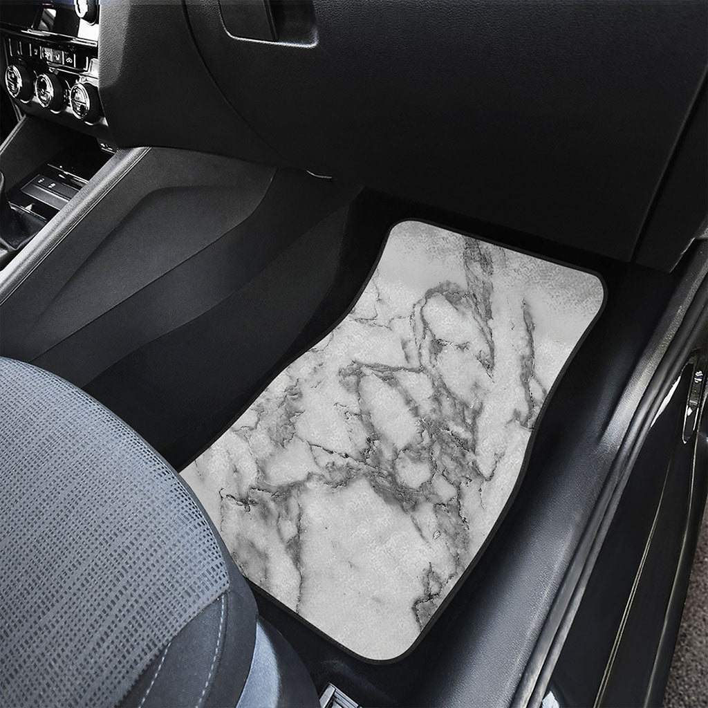 White Gray Marble Print Front Car Floor Mats
