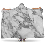 White Gray Marble Print Hooded Blanket