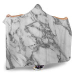 White Gray Marble Print Hooded Blanket