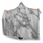 White Gray Marble Print Hooded Blanket