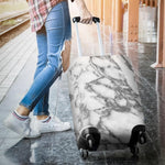 White Gray Marble Print Luggage Cover GearFrost