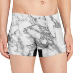 White Gray Marble Print Men's Boxer Briefs