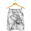 White Gray Marble Print Men's Shorts