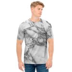 White Gray Marble Print Men's T-Shirt