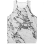 White Gray Marble Print Men's Tank Top