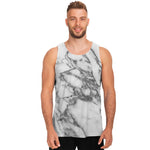 White Gray Marble Print Men's Tank Top