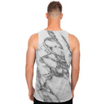 White Gray Marble Print Men's Tank Top