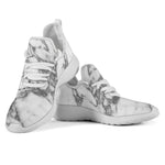 White Gray Marble Print Mesh Knit Shoes GearFrost