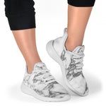 White Gray Marble Print Mesh Knit Shoes GearFrost