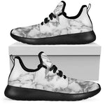 White Gray Marble Print Mesh Knit Shoes GearFrost