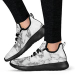 White Gray Marble Print Mesh Knit Shoes GearFrost