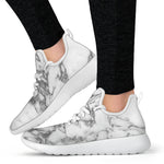 White Gray Marble Print Mesh Knit Shoes GearFrost