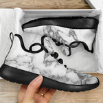 White Gray Marble Print Mesh Knit Shoes GearFrost