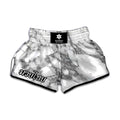 White Gray Marble Print Muay Thai Boxing Shorts