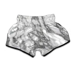 White Gray Marble Print Muay Thai Boxing Shorts