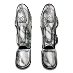 White Gray Marble Print Muay Thai Shin Guard