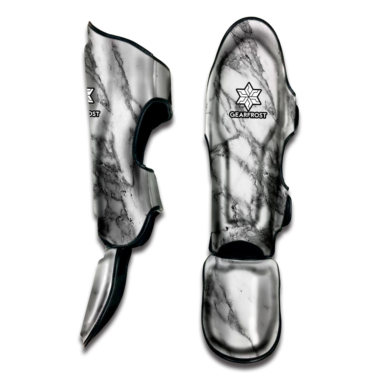 White Gray Marble Print Muay Thai Shin Guard