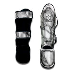 White Gray Marble Print Muay Thai Shin Guard