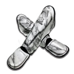 White Gray Marble Print Muay Thai Shin Guard