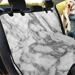 White Gray Marble Print Pet Car Back Seat Cover