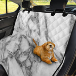 White Gray Marble Print Pet Car Back Seat Cover