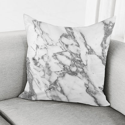 White Gray Marble Print Pillow Cover