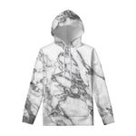White Gray Marble Print Pullover Hoodie