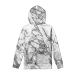 White Gray Marble Print Pullover Hoodie