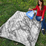 White Gray Marble Print Quilt