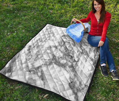 White Gray Marble Print Quilt