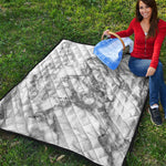 White Gray Marble Print Quilt