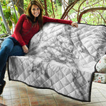 White Gray Marble Print Quilt